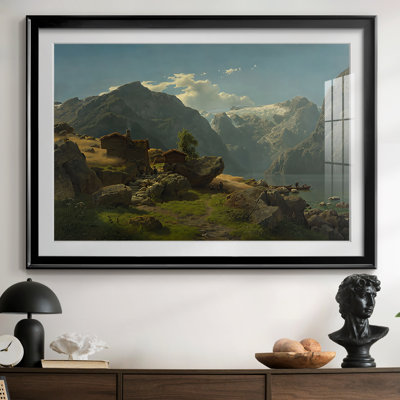 Paysage de fjords de Norvège avec cabanes - Hans Gude - Toile tendue avec châssis, c. Fin du 19e siècle
