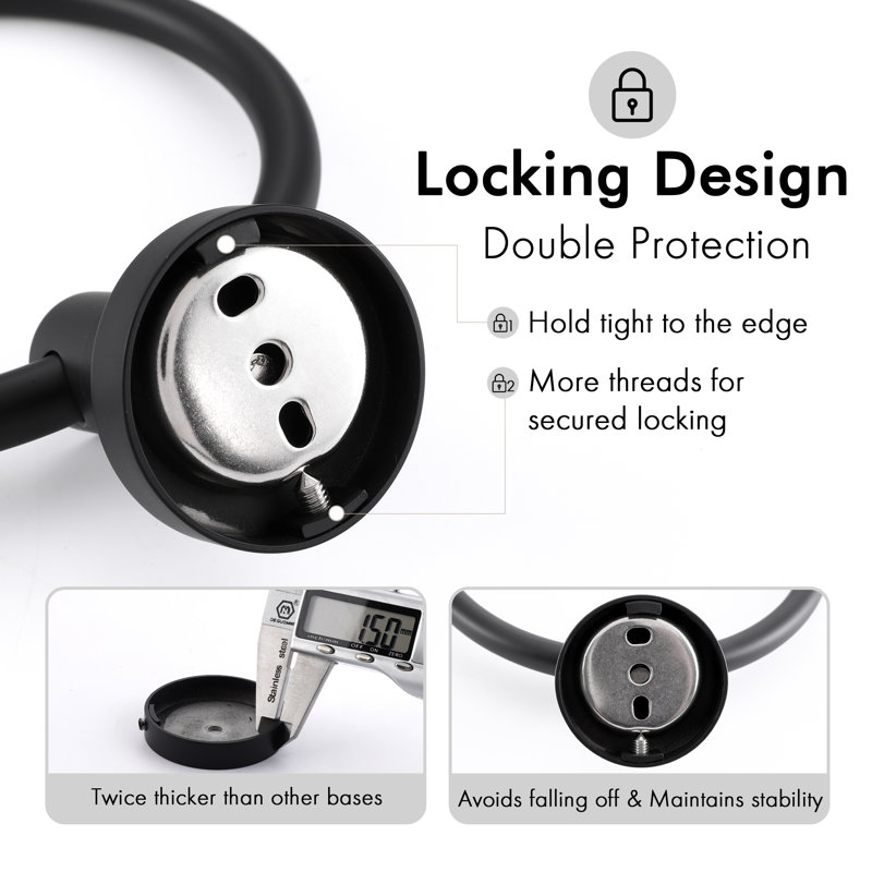 Porte-serviettes pour salle de bain rond en acier inoxydable mat noir SUS304