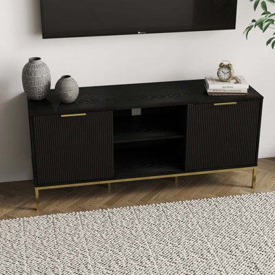 Modern TV Stand with Wave-Design Doors and Soft-Close Hinges