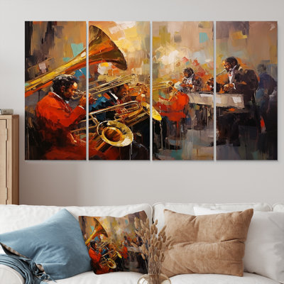 «Brass Band Golden Tuba Orchester - Musician», art mural sur toile, 4 pièces