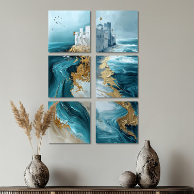 Maroc, turquoise et or, plage d'Essouira - ensemble d'art mural du Maroc, 6