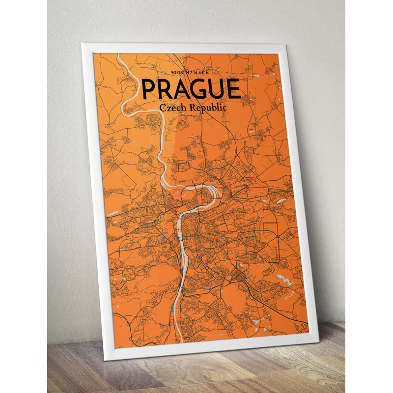 Prague City Map - No Frame Print, 43.2cm H x 27.9cm W x 0.13cm D