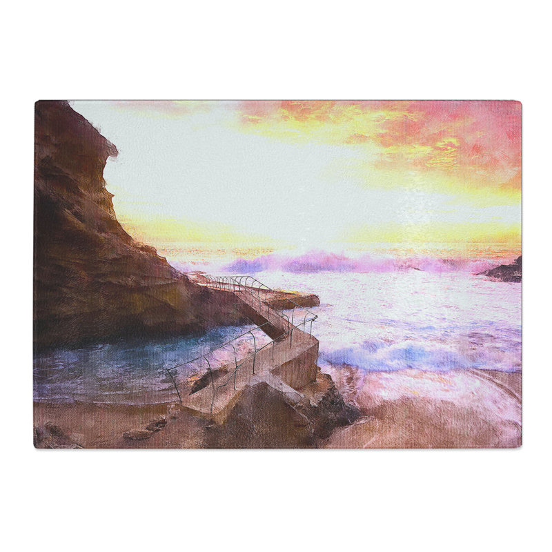 Laguna Beach in California Painting Chopping Board, 0.4cm H x 28.5cm W x 39cm L