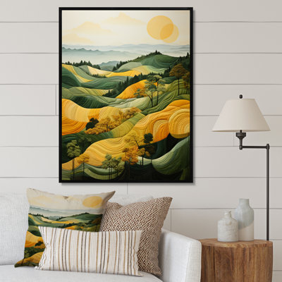 «Balon Yellow and Green Pastoral Bold Landscape VII», reproduction sur toile