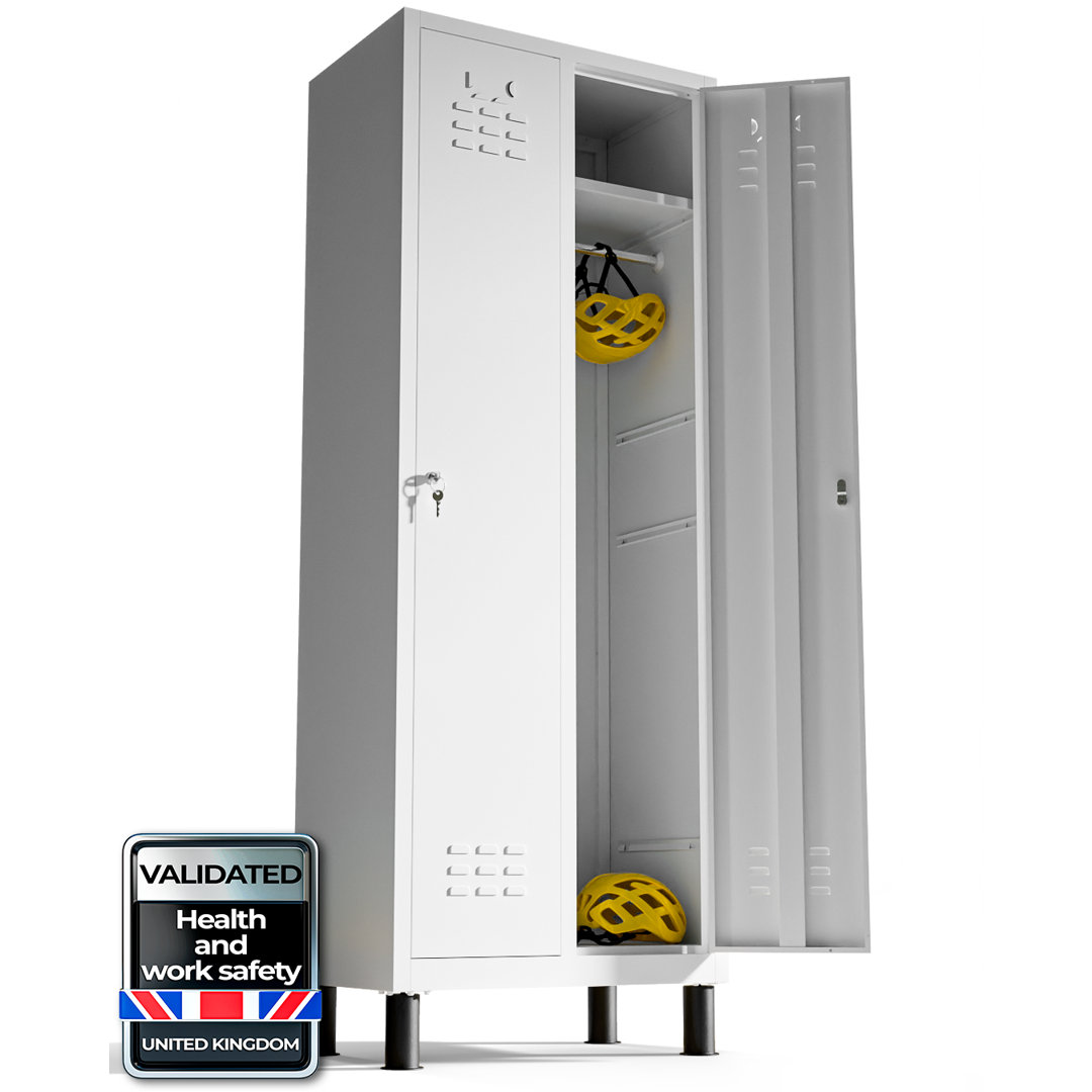 2-Door 180 cm Metal Locker Cabinet, Lockable Storage Locker Metal Cabinet for Office, Gym, Garage & School, Gray