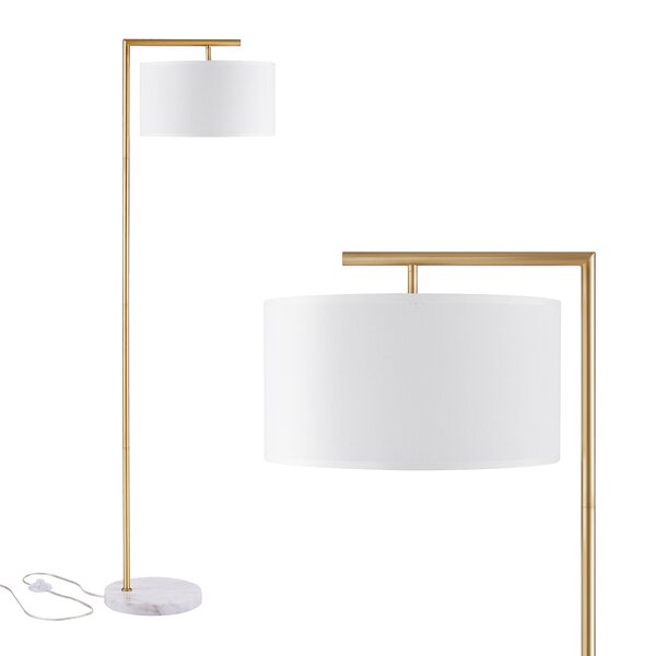 Everly Quinn Hogle 62.2'' Brass/White Arched/Arc Floor Lamp & Reviews ...