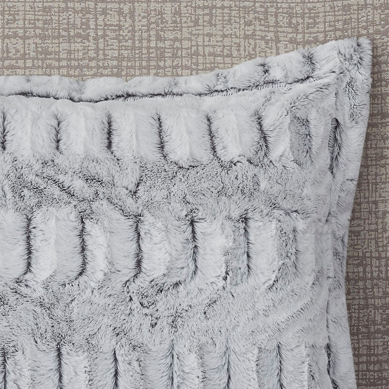 Mini édredon gris en fausse fourrure pour lit simple / simple TG avec rembourrage cousu intérieur et extérieur réversible
