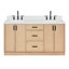 Ensemble de meuble-lavabo double ovale avec comptoir en quartz blanc Carrara de 66 po Ariel Kellie-105988599