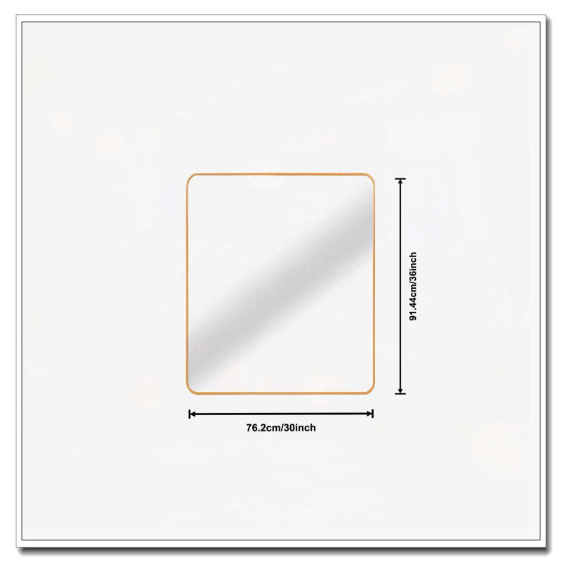 Metal Framed Square Bathrrom Mirror for Wall, Gold