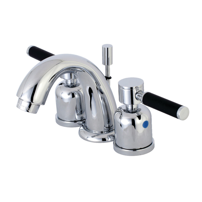 Kingston Brass Kaiser Two-Handle 3-Hole Deck Mount Widespread Bathroom Faucet with Retail Pop-Up Drain, Polished Chrome