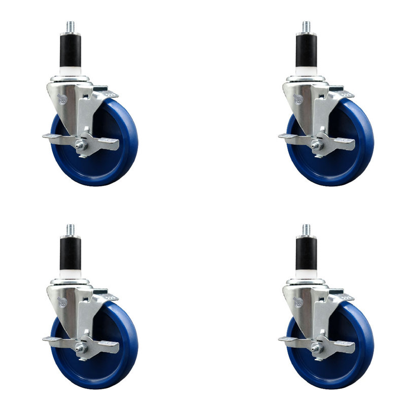 Ensemble de roulettes extensibles en poly solide pivotant de 1 3/8 po avec frein SCC