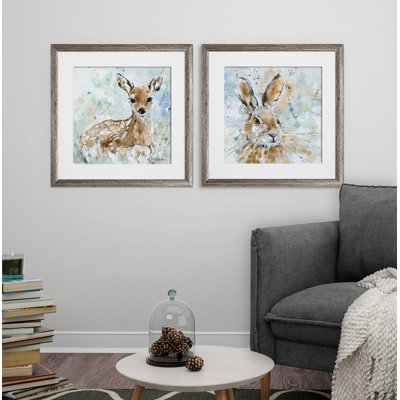 «Fawn», ensemble de 2 reproductions encadrées