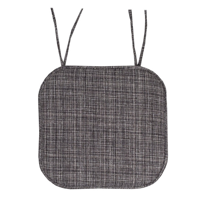 Aria Memory Foam Non-Slip 16" x 16" Chair Cushion Pad with Ties, 6, Gray/Black
