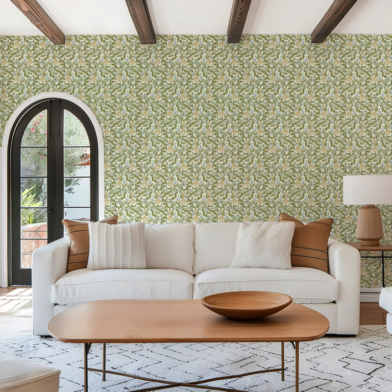Budding Grove - Wallpaper, Vintage Linen, Faux Grasscloth