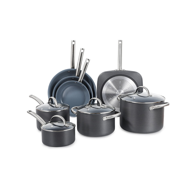 12-Piece Dark Gray Ceramic Non-Stick Aluminum Cookware Set