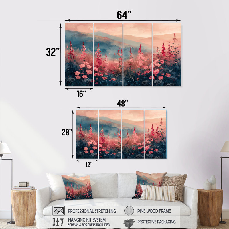 Aquinnah - ensemble de reproduction d'art mural Lupin, H 32 po x l 64 po