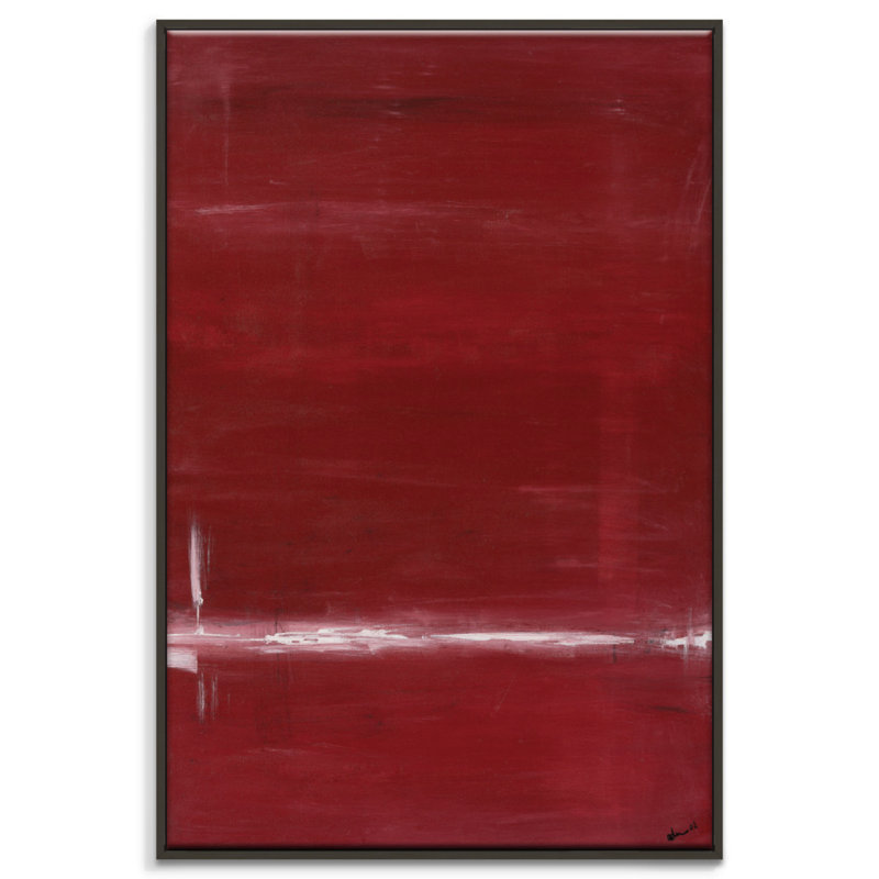 Red 1 Piece Painting on Canvas, 152cm H x 102cm W, Black Floater Frame