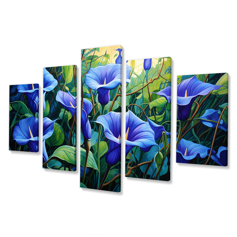 «Purple Morning Glory Blossom Burst I», art mural multi-panneaux sur toile
