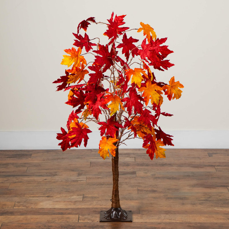 Arbre d'automne artificiel pré-éclairé avec 240 lumières DEL blanc chaud préinstallées, H 48 po x l 29 po x P 29 po