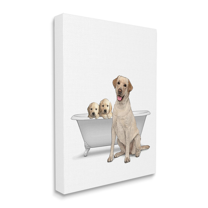 Impression sur toile Aw-339-Canvas Retriever Puppies Bathroom Tubing par Annalisa Latella, H 30 po x l 24 po x P 1,5 po