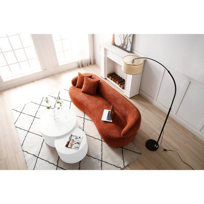 Canapé orange Mid-Century moderne, 3 sièges courbés pour le salon, la chambre à coucher et le bureau