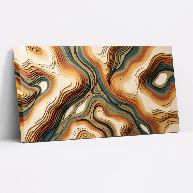 Ensemble de 1 tableau abstrait sur toile « Vagues », L 58 po x H 28 po, Toile tendue