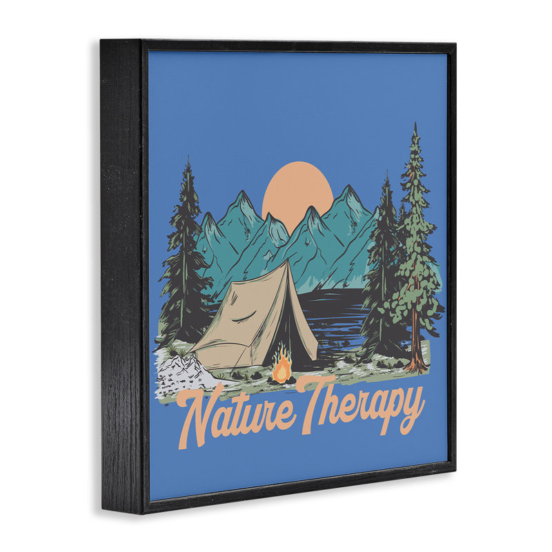 Vintage Nature Therapy Camp Framed Giclee, design by Jedco Brands, Inc., 17" H x 17" W, Midnight Black Framed Giclee