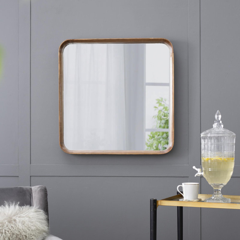 Square Mirror with Wood Frame