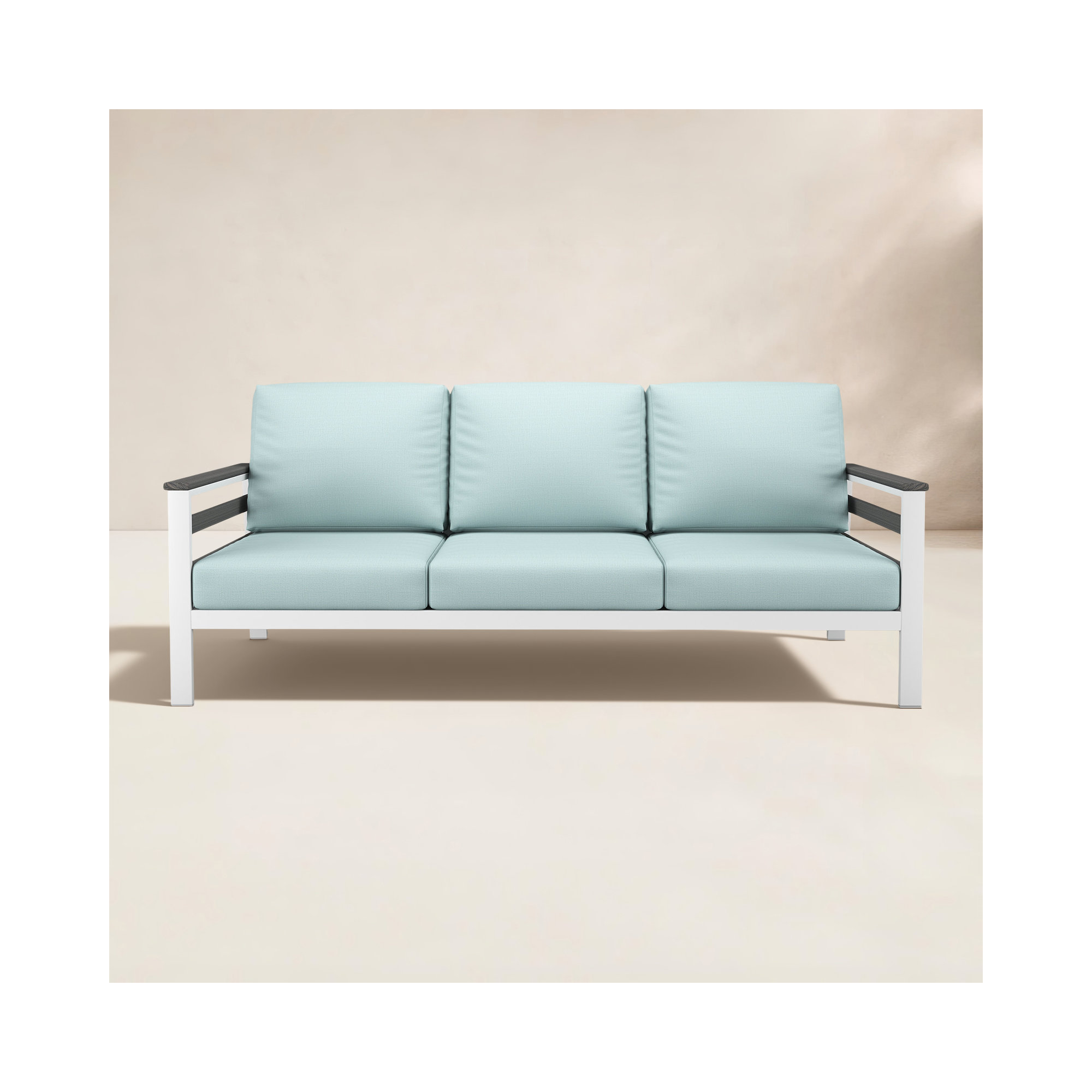 Townsend Metal Outdoor Sofa With Sunbrella Cushion, Bliss Dew