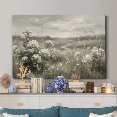 «Silent Meadow», reproduction d'art sur toile monochrome encadrée