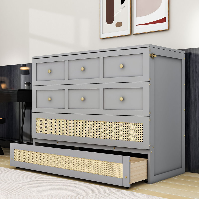 Lit escamotable double avec tiroirs de rangement et lattes, Gris, Full / Double