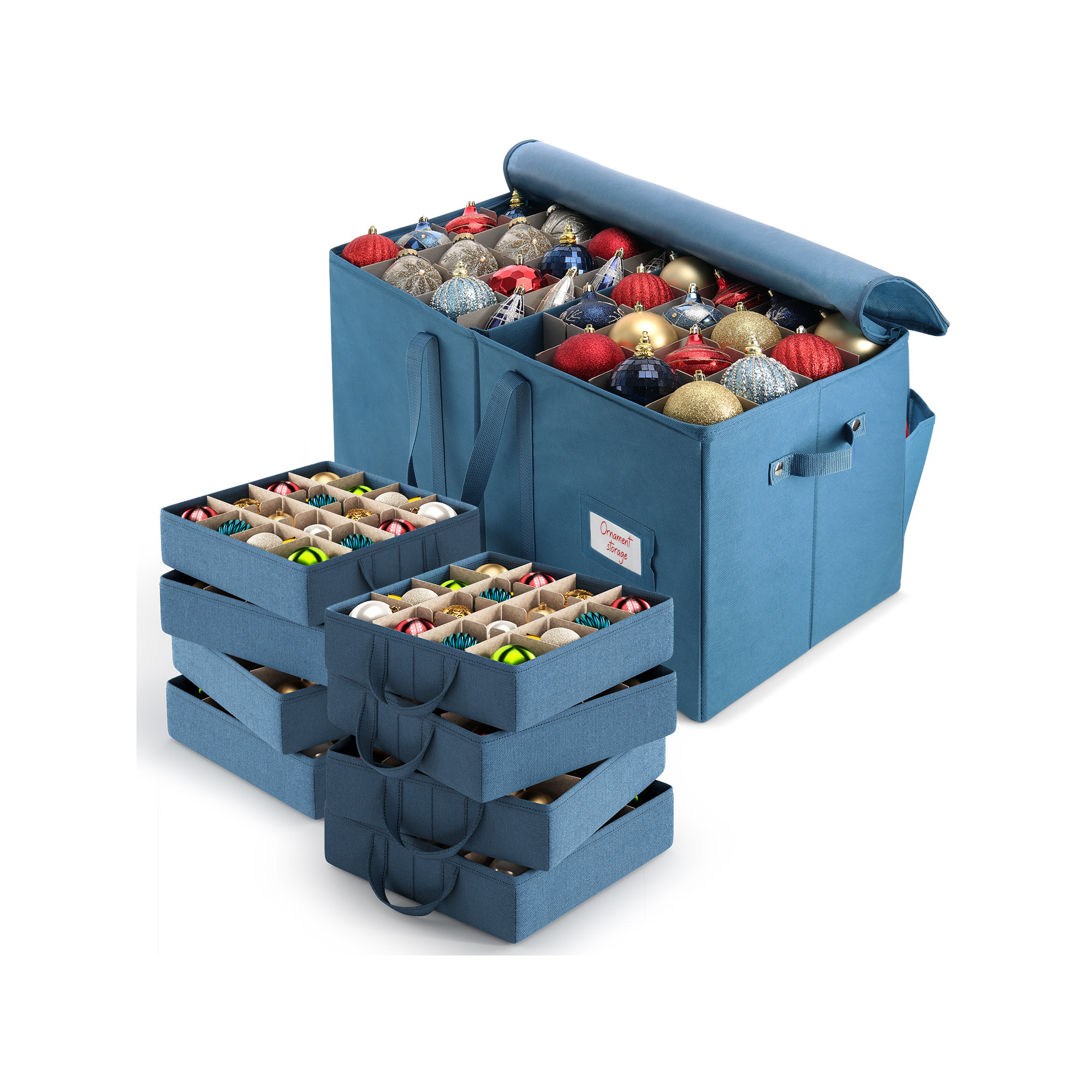 The Holiday Aisle Christmas Ornament Storage Box With Adjustable Dividers, 13" H x 26" W x 13" D