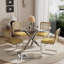 1 table de salle à manger en verre trempé et 4 chaises en porte-à-faux en velours-2141745543-2141745561