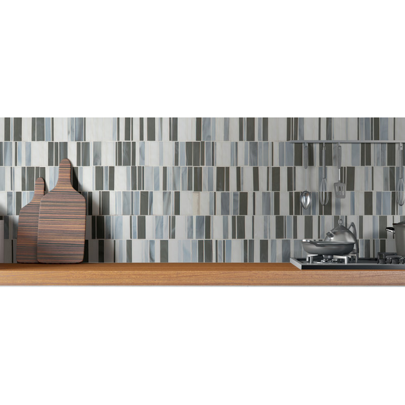 Rietto Circuit Blue 12 in. x 12 in. Glossy Glass Mosaic Wall Tile, Circuit Blue