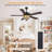 52" Tiffany Ceiling Fan Chandelier With 5 Dual-Blades And Remote Control-580720771