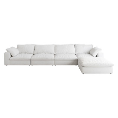 Canapé modulaire modulaire rembourré en duvet de 160 po, 4 places et 1 repose-pieds Modern Sofacloud