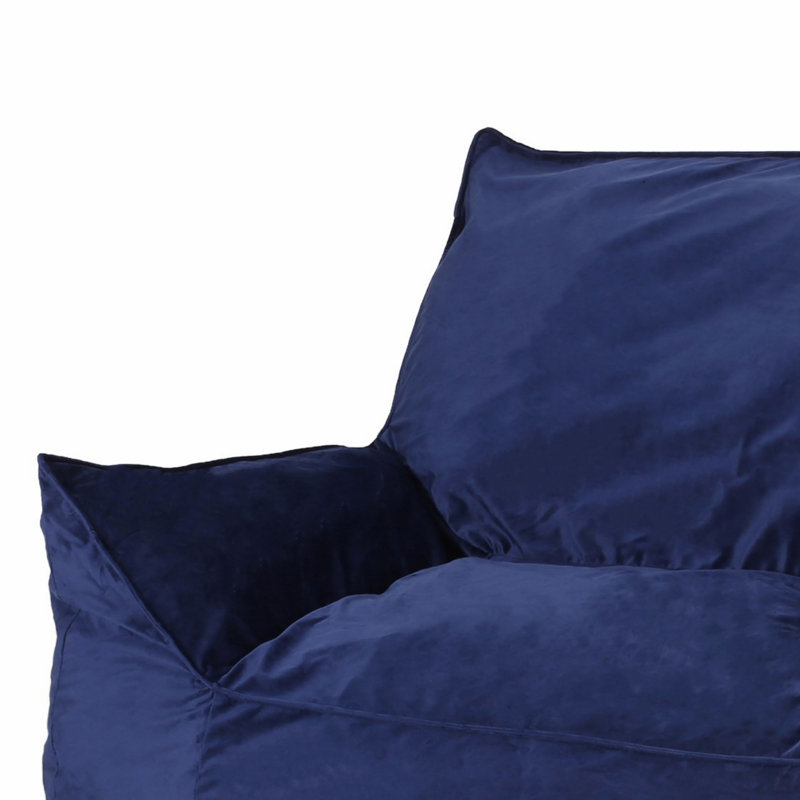 Fauteuil à billes en velours avec accoudoirs Allea (fauteuil à billes), H 32,04 po x l 42,04 po x P 39,97 po, Bleu