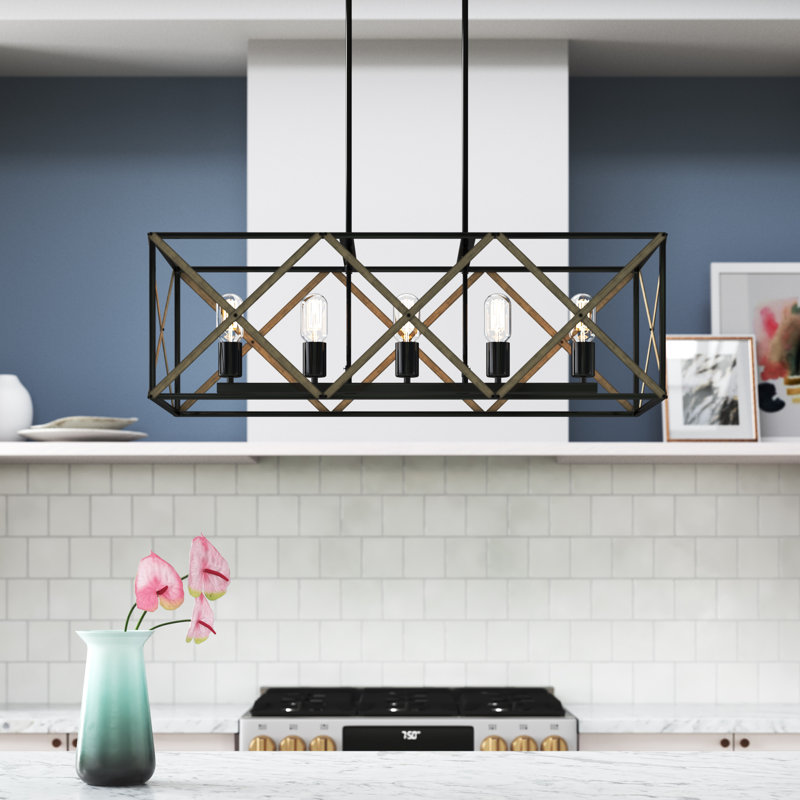 Boise 5 - Light 33.7"W Black/Copper Pendant