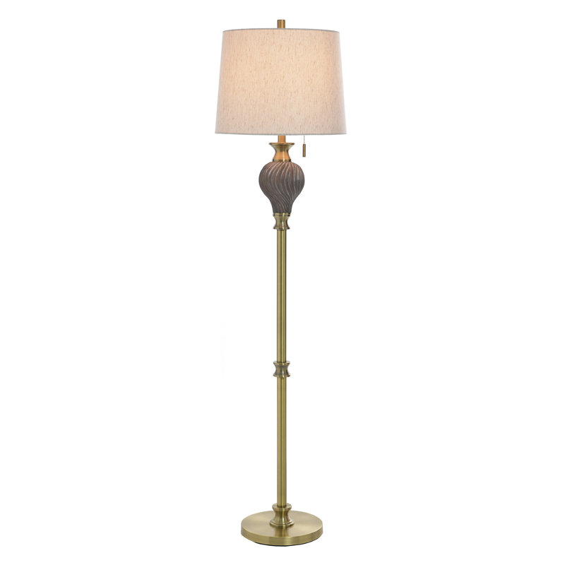 Lampe sur pied Rowan - doré suie - abat-jour beige, Doré suie