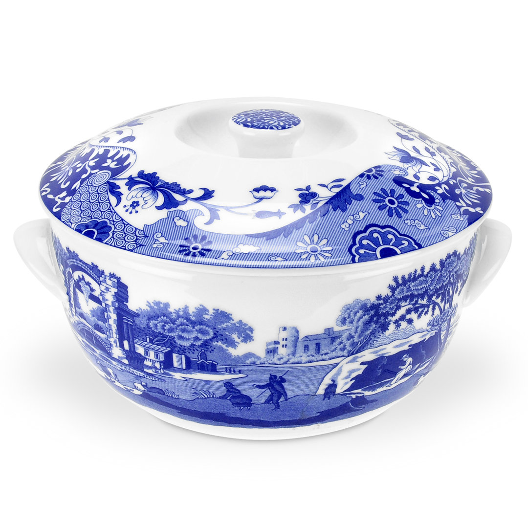 Spode Blue Italian Round Covrd Deep Dish 2 Qt Spode
