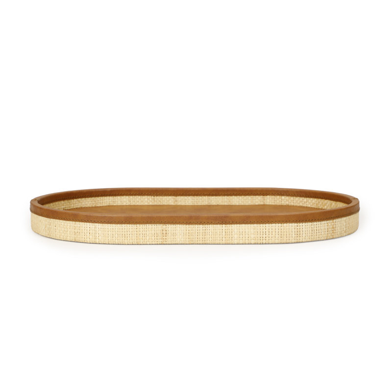 Grand plateau de rangement en raphia naturel Hakiri, 1.5" H x 17.5" W x 12" D