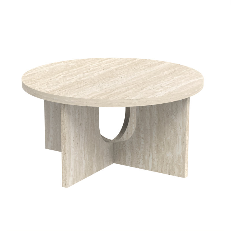 Arvyn Modern 31.5" Cross-Base Round Living Room Coffee Table, Beige