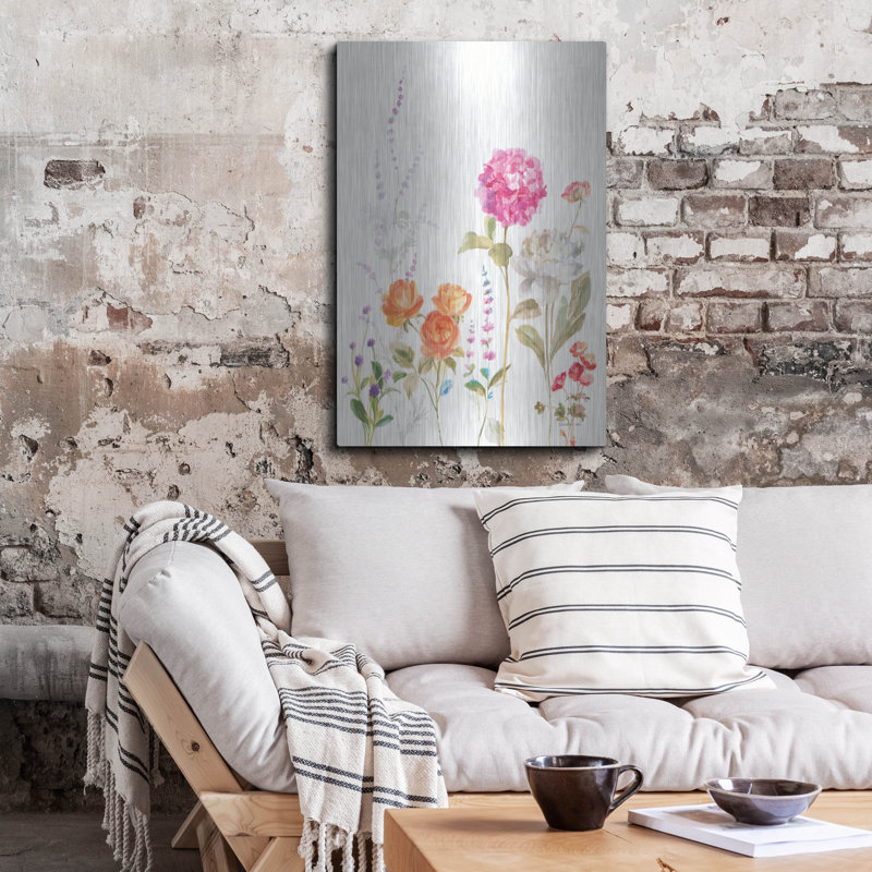  «Picket Fence Flowers 2» par Danhui Nai, art mural en métal, 36" H x 24" W