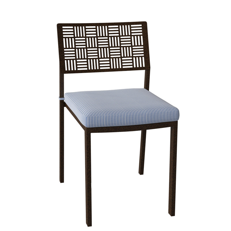 New Century Outdoor Dining Side Chair, Chestnut Brown, Canvas Bird's Eye Sunbrella® Canvas