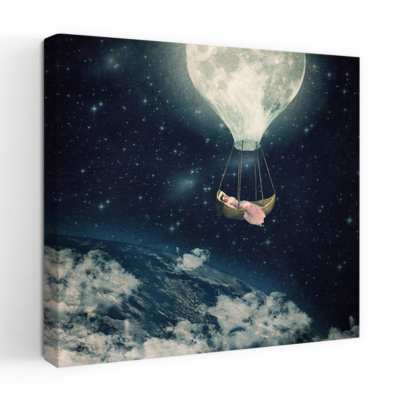 La lune me transporte abstrait, art urbain contemporain, H 32 po x l 32 po