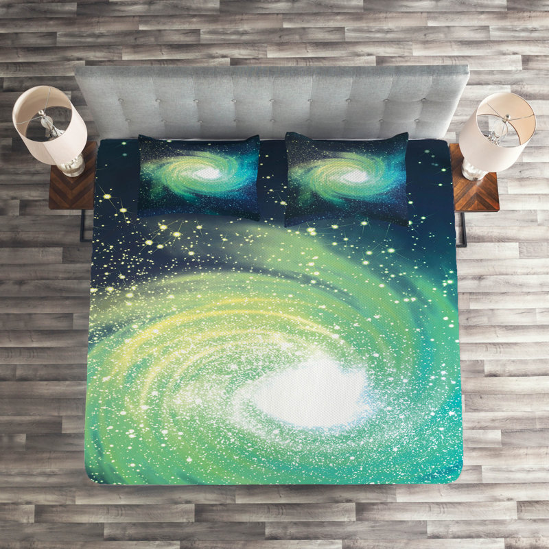 Galaxy Modern & Contemporary Polyester Coverlet, Queen Bedspread + 2 Shams