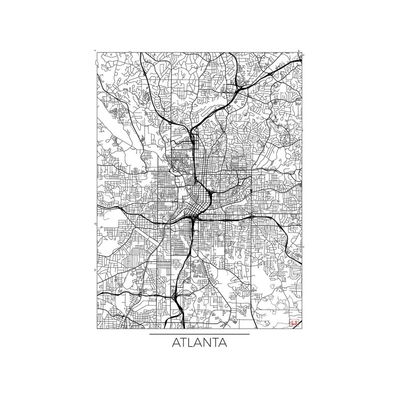 Atlanta Minimal Urban Blueprint Map by Hubert Roguski - Wrapped Canvas Print, 20.32 cm H x 30.48 cm W