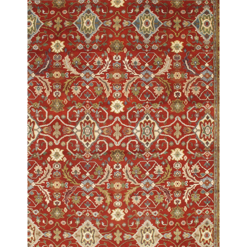 Wool Oriental Area Rug in Rust/Ivory