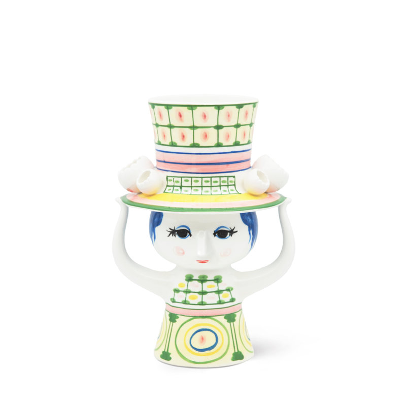 Avec vase à chapeau H 9,6 po vert