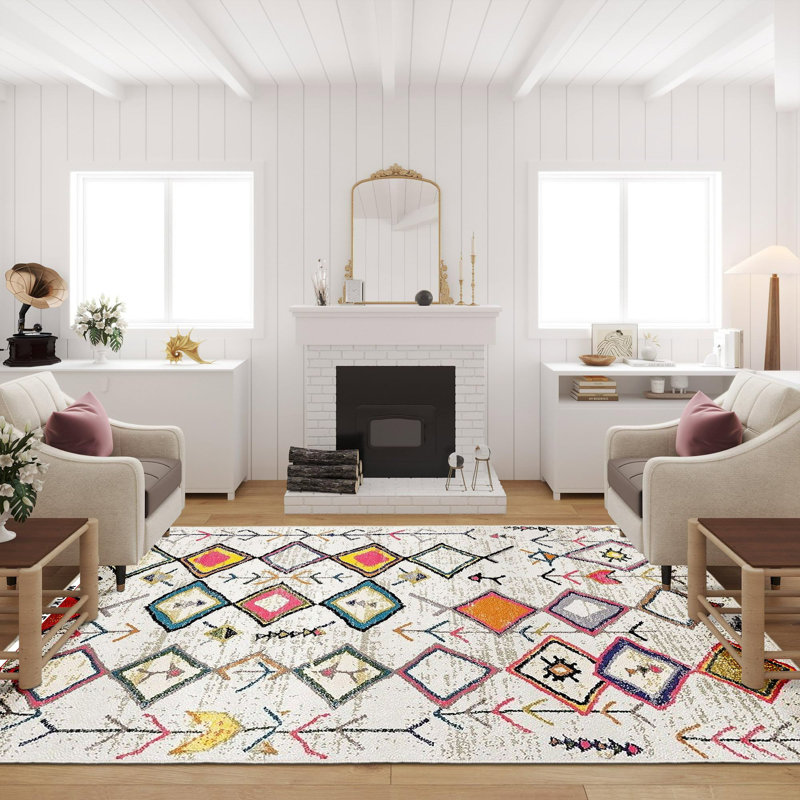 Eco-Friendly Non-Slip Area Rug, 4.6 x 7.2 Feet | 100% Polyester, Antibacterial, Machine Washable | 650 g/m², 0.16 in Pile Height, Digital Print | Perfect for Living Room, Bedroom, and High-Traffic Areas